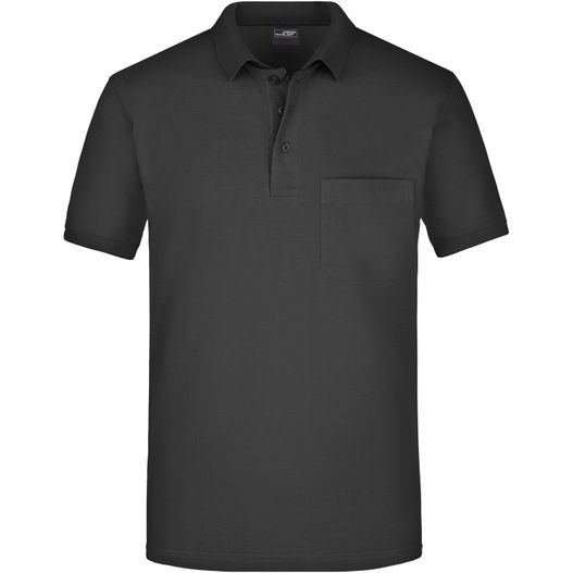 ein schwarzes poloshirt mit einer tasche Men's Polo Pocket - Klassisches Poloshirt mit Brusttasche (Bild 1)