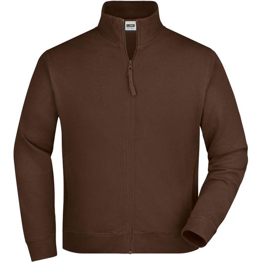 eine braune jacke mit reißverschluss vorne Sweat Jacket - Klassische Sweatjacke aus French-Terry (Bild 1)