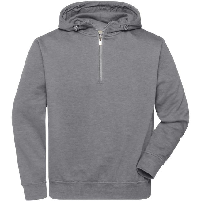 BIO Workwear-Half Zip Hoody - Sweatshirt mit Kapuze und Reißverschluss