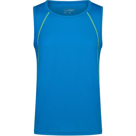 ein blaues tankoberteil mit neongrün Men's Sports Tanktop - Funktionstop für Fitness und Sport (Bild 1)