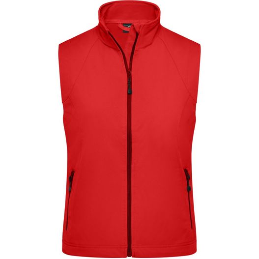 eine rote weste mit einem reißverschluss und einem reißverschluss hinten Ladies' Softshell Vest - Modische Softshellweste (Bild 1)