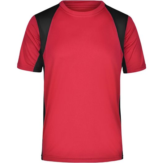 ein rotes und schwarzes hemd mit schwarzem kontrast Men's Running-T - Funktionelles Laufshirt (Bild 1)