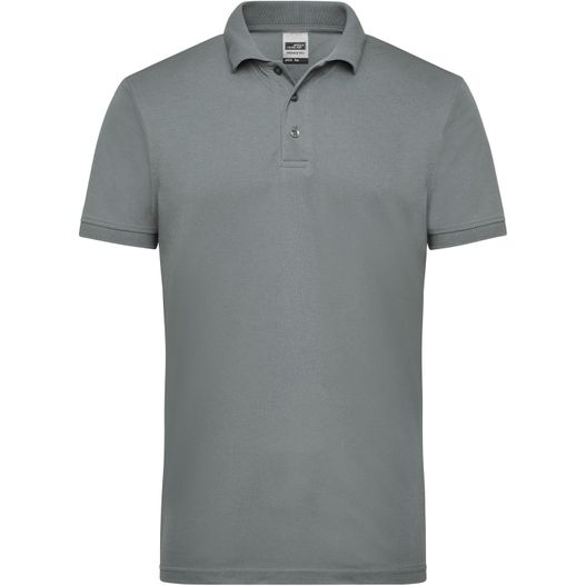 ein graues poloshirt mit einem kragen und einem weißen logo Men's Workwear Polo - Pflegeleichtes und strapazierfähiges Polo (Bild 1)