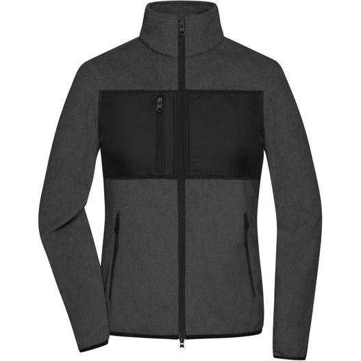 eine damenjacke mit schwarzer und grauer farbe Ladies' Fleece Jacket - Fleecejacke im Materialmix (Bild 1)