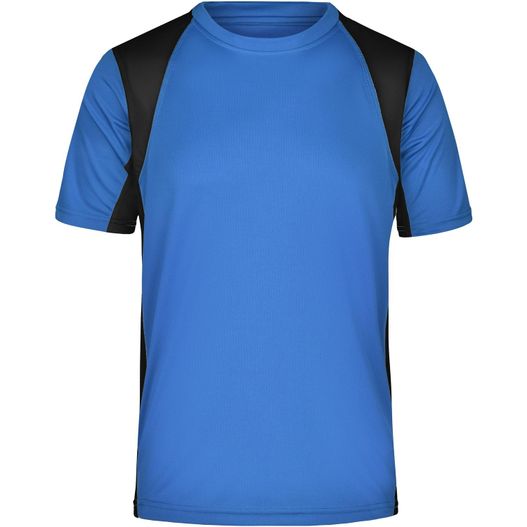 ein blaues und schwarzes hemd mit schwarzen ärmeln Men's Running-T - Funktionelles Laufshirt (Bild 1)