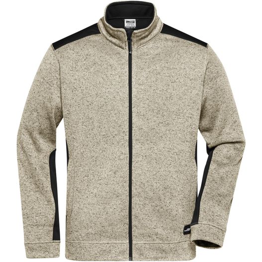 eine herrenjacke mit einem reißverschlusskragen und einem reißverschlusskragen Men's Knitted Workwear Fleece Jacket - STRONG - - Pflegeleichte Strickfleece Jacke im Materialmix (Bild 1)