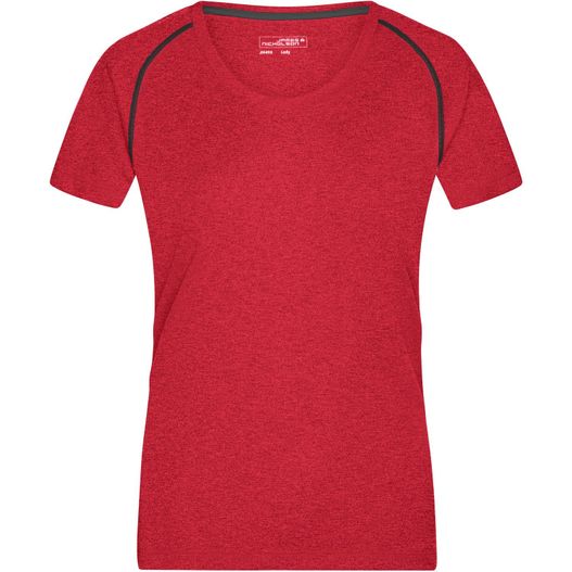 ein rotes hemd mit schwarzem streifen auf der seite Ladies' Sports T-Shirt - Funktionsshirt für Fitness und Sport (Bild 1)