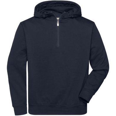 BIO Workwear-Half Zip Hoody - Sweatshirt mit Kapuze und Reißverschluss