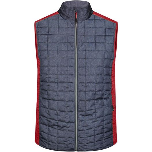 eine weste mit einer roten und blauen seitenplatte Men's Knitted Hybrid Vest - Weste im stylischen Materialmix (Bild 1)
