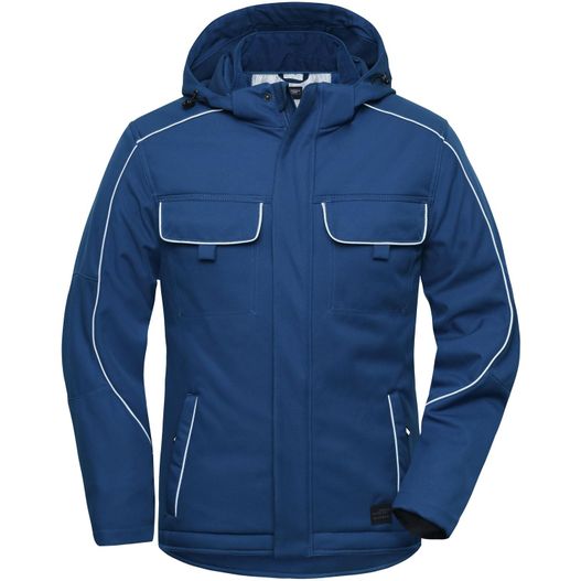 eine blaue jacke mit kapuze und kapuze Workwear Softshell Padded Jacket - SOLID - - Professionelle Softshelljacke mit warmem Innenfutter und hochwertigen Details im cleanen Look (Bild 1)