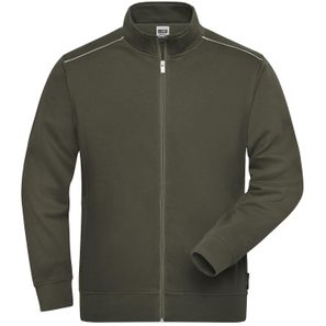 Men's Workwear Sweat-Jacket - SOLID - - Sweatjacke mit Stehkragen und Kontrastpaspel