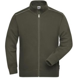 Men's Workwear Sweat-Jacket - SOLID - - Sweatjacke mit Stehkragen und Kontrastpaspel