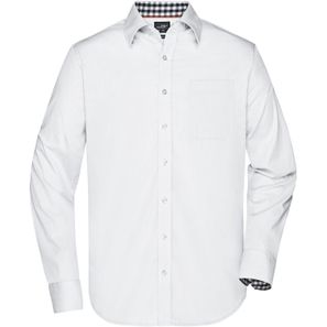 Men's Plain Shirt - Modisches Shirt mit Karo-Einsätzen an Kragen und Manschette