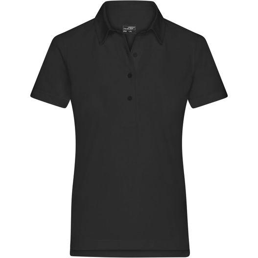 ein schwarzes poloshirt mit einem kragen und einem geknöpften kragen Ladies' Plain Polo - Polo mit konfektioniertem Kragen (Bild 1)