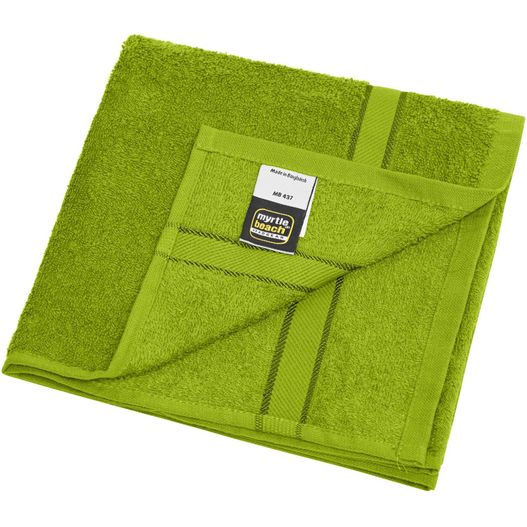 ein grünes handtuch auf einer weißen oberfläche gefaltet Hand Towel - Handtuch im dezenten Design (Bild 1)