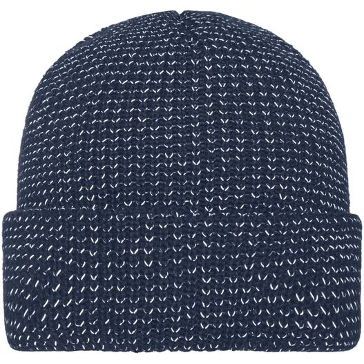 ein gestrickter mütze mit blauem muster Reflective Winter Beanie - Wärmende Strickmütze mit reflektierenden Akzenten (ohne Schutzfunktion/keine PSA) (Bild 1)