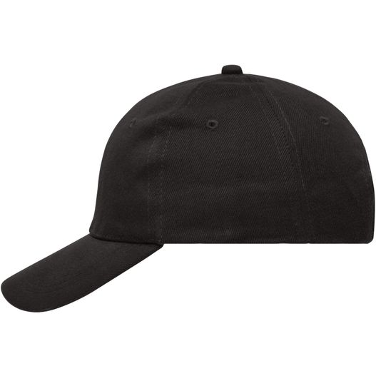 eine schwarze baseballkappe mit einem weißen logo auf der vorderseite 6 Panel Cap Heavy Cotton - 6 Panel Cap (Bild 1)
