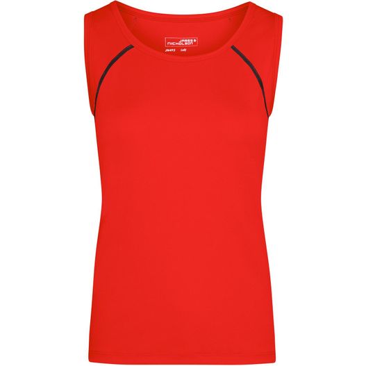 ein rotes oberteil mit schwarzem seitenstreifen Ladies' Sports Tanktop - Funktionstop für Fitness und Sport (Bild 1)
