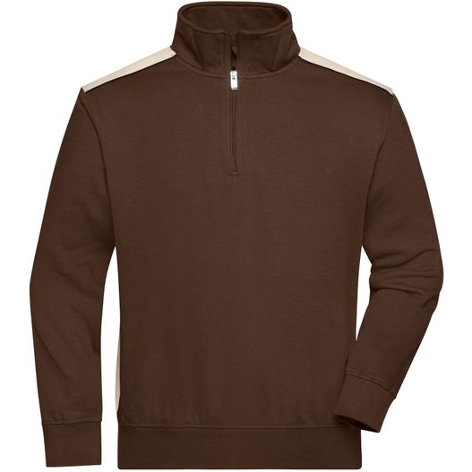 Workwear Half-Zip Sweat - COLOR - - Sweatshirt mit Stehkragen, Reißverschluss und Kontrasteinsätzen (Bild 1)