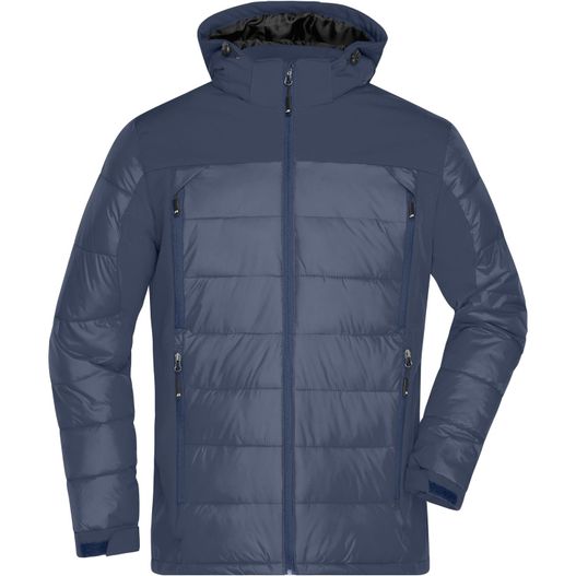 eine blaue jacke mit kapuze und kapuze Men's Outdoor Hybrid Jacket - Thermojacke in attraktivem Materialmix (Bild 1)