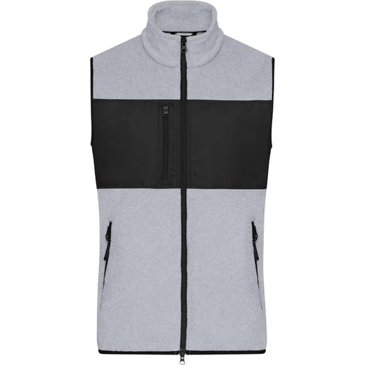 eine graue und schwarze weste mit reißverschluss Men's Fleece Vest - Fleeceweste im Materialmix (Bild 1)