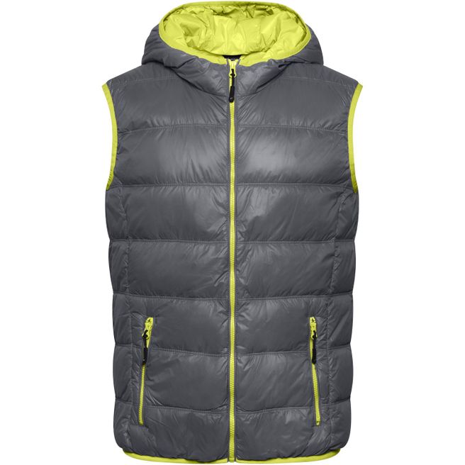 Men's Down Vest - Ultraleichte sportliche Daunenweste mit Kapuze
