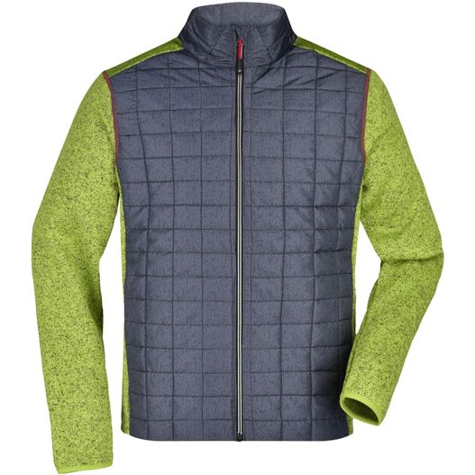 eine herrenjacke mit grüner und blauer farbe Men's Knitted Hybrid Jacket - Strickfleecejacke im stylischen Materialmix (Bild 1)