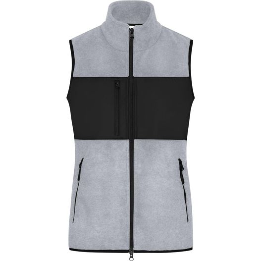 eine graue und schwarze weste mit einem reißverschluss Ladies' Fleece Vest - Fleeceweste im Materialmix (Bild 1)