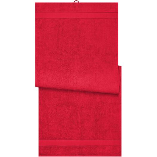 ein rotes handtuch auf einem weißen hintergrund gefaltet Sauna Sheet - Saunatuch im modischen Desgin (Bild 1)