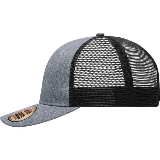 ein grauer und schwarzer hut mit schwarzem mesh 6 Panel Mesh Cap Mélange - Stylische Mesh Cap in moderner Mélange-Optik (Bild 1)