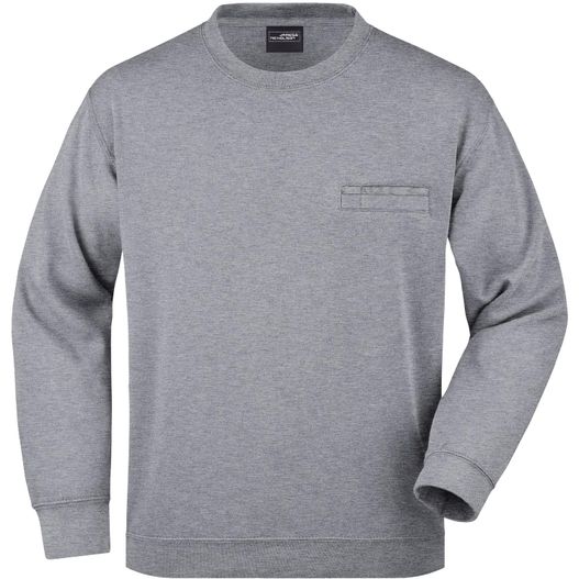 ein grauer pullover mit einer tasche auf der brust Men's Round Sweat Pocket - Klassisches Sweatshirt mit Brusttasche (Bild 1)