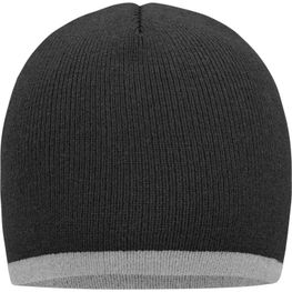 Beanie with Contrasting Border - Enganliegende Strickmütze ohne Umschlag