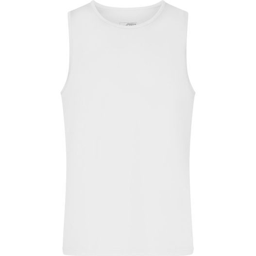 ein weißes tankoberteil mit rundem hals Men's Active Tanktop - Funktionstop für Freizeit und Sport (Bild 1)
