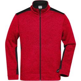 Men's Knitted Workwear Fleece Jacket - STRONG - - Pflegeleichte Strickfleece Jacke im Materialmix
