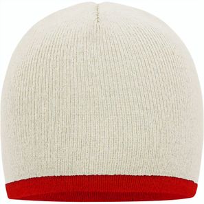 Beanie with Contrasting Border - Enganliegende Strickmütze ohne Umschlag