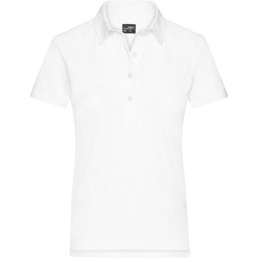ein weißes hemd mit einem kragen und einem geknöpften kragen Ladies' Plain Polo - Polo mit konfektioniertem Kragen (Bild 1)
