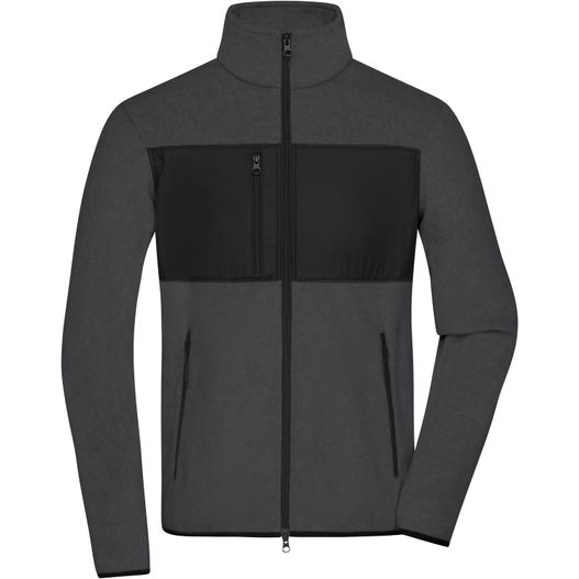 eine herrenjacke mit reißverschluss und einer kontrastierenden farbe Men's Fleece Jacket - Fleecejacke im Materialmix (Bild 1)