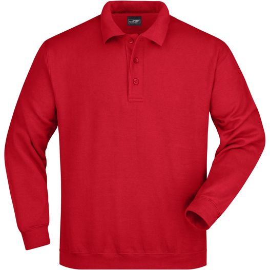 ein rotes langarm poloshirt Polo-Sweat Heavy - Klassisches Komfort Polo-Sweatshirt (Bild 1)