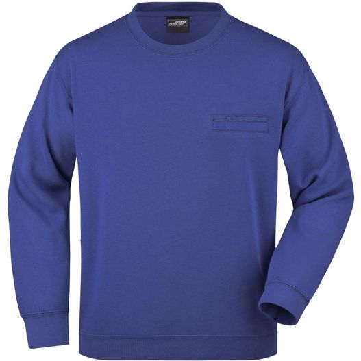 ein blauer pullover mit einer tasche auf der brust Men's Round Sweat Pocket - Klassisches Sweatshirt mit Brusttasche (Bild 1)