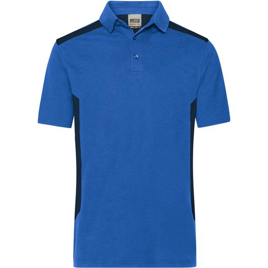 blaues poloshirt mit schwarzen pips Men's Workwear Polo - STRONG - - Strapazierfähiges und pflegeleichtes Polo mit Kontrasteinsätzen (Bild 1)