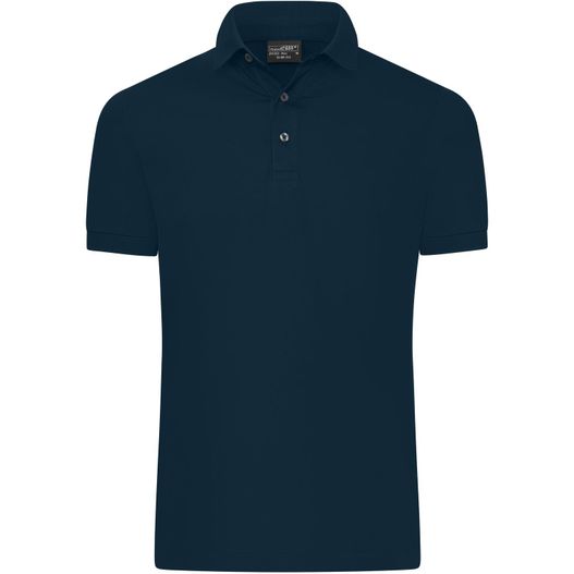 ein dunkelblaues polohemd mit knöpfen Men's Mercerised Polo Slim Fit - Slim-Fit Polo in Premiumqualität (Bild 1)