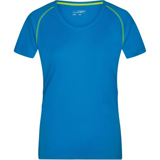 ein frauenblaues hemd mit neongrün Ladies' Sports T-Shirt - Funktionsshirt für Fitness und Sport (Bild 1)