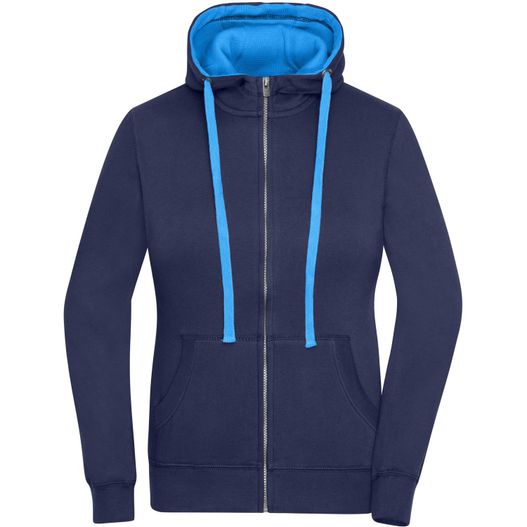 ein frauen reißverschluss hoodie mit einem blauen kapuze Ladies' Lifestyle Zip-Hoody - Sweatjacke mit Reißverschluss und Kapuze (Bild 1)