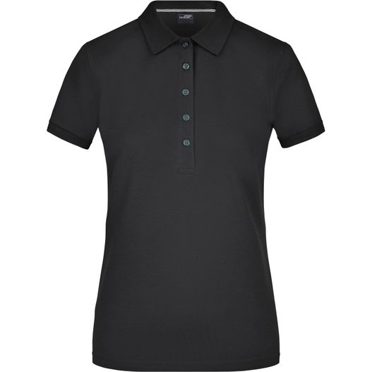 ein schwarzes poloshirt mit knöpfen Ladies' Pima Polo - Poloshirt in Premiumqualität (Bild 1)