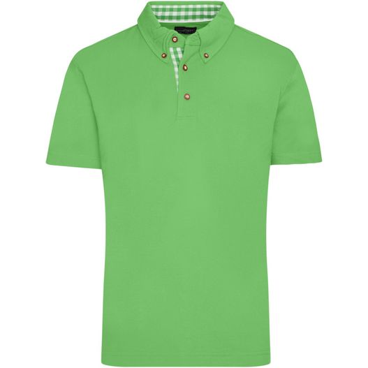 ein grünes poloshirt mit einem karierten kragen Men's Traditional Polo - Klassisches Polo im Trachtenlook (Bild 1)
