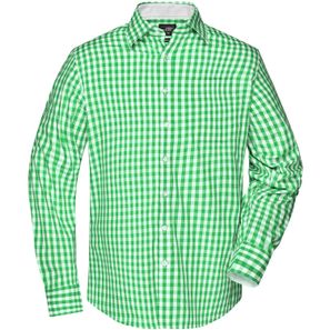 Men's Checked Shirt - Modisches Karoshirt mit Uni-Einsätzen an Kragen und Manschette