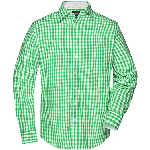 Men's Checked Shirt - Modisches Karoshirt mit Uni-Einsätzen an Kragen und Manschette (Bild 1)