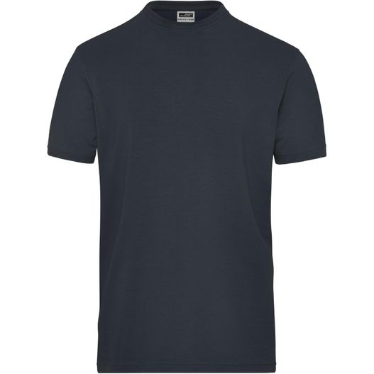 ein navy t - shirt mit einem weißen logo auf der brust Men's BIO Stretch-T Work - SOLID - - T-Shirt aus weichem Elastic-Single-Jersey (Bild 1)