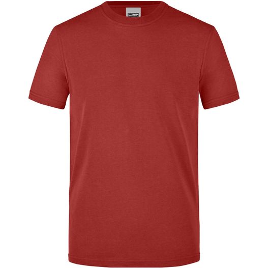 ein rotes t-shirt mit einem weißen logo auf der brust Men's Workwear T-Shirt - Strapazierfähiges und pflegeleichtes T-Shirt (Bild 1)