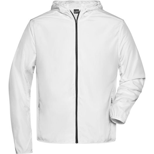 eine weiße jacke mit kapuze darauf Men's Sports Jacket - Leichte Jacke aus recyceltem Polyester für Sport und Freizeit (Bild 1)